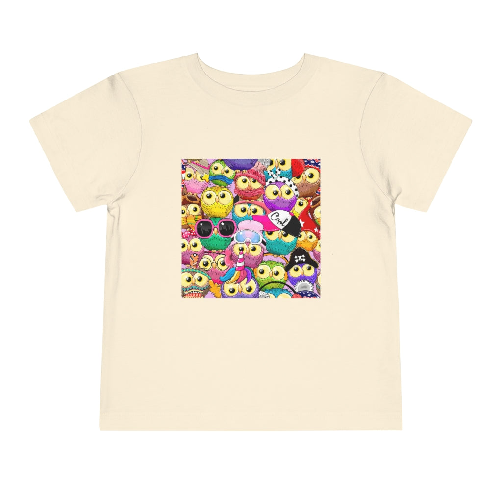 Kids Short Sleeve Tee "Colorful Pattern with cute cartoon owls"