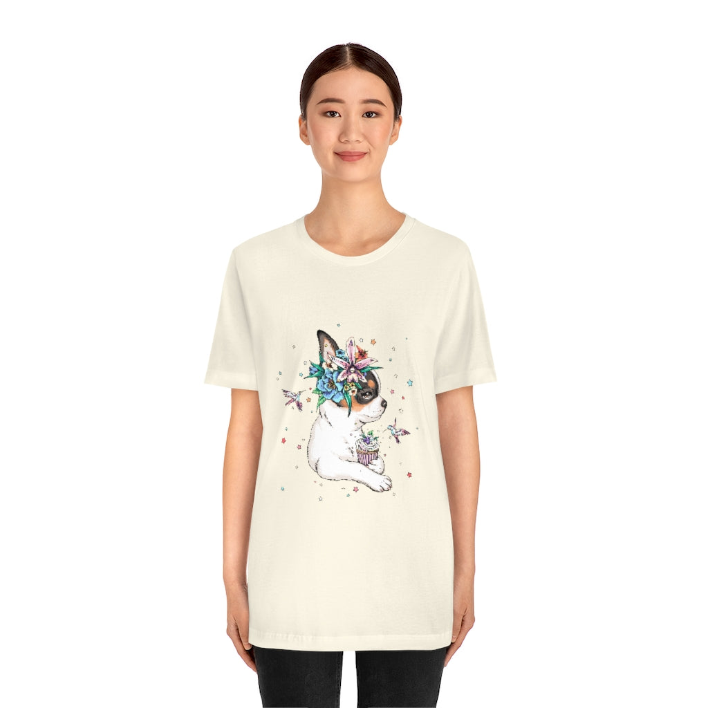 Unisex Jersey Short Sleeve Tee "Chihuahua puppy & cupcake"