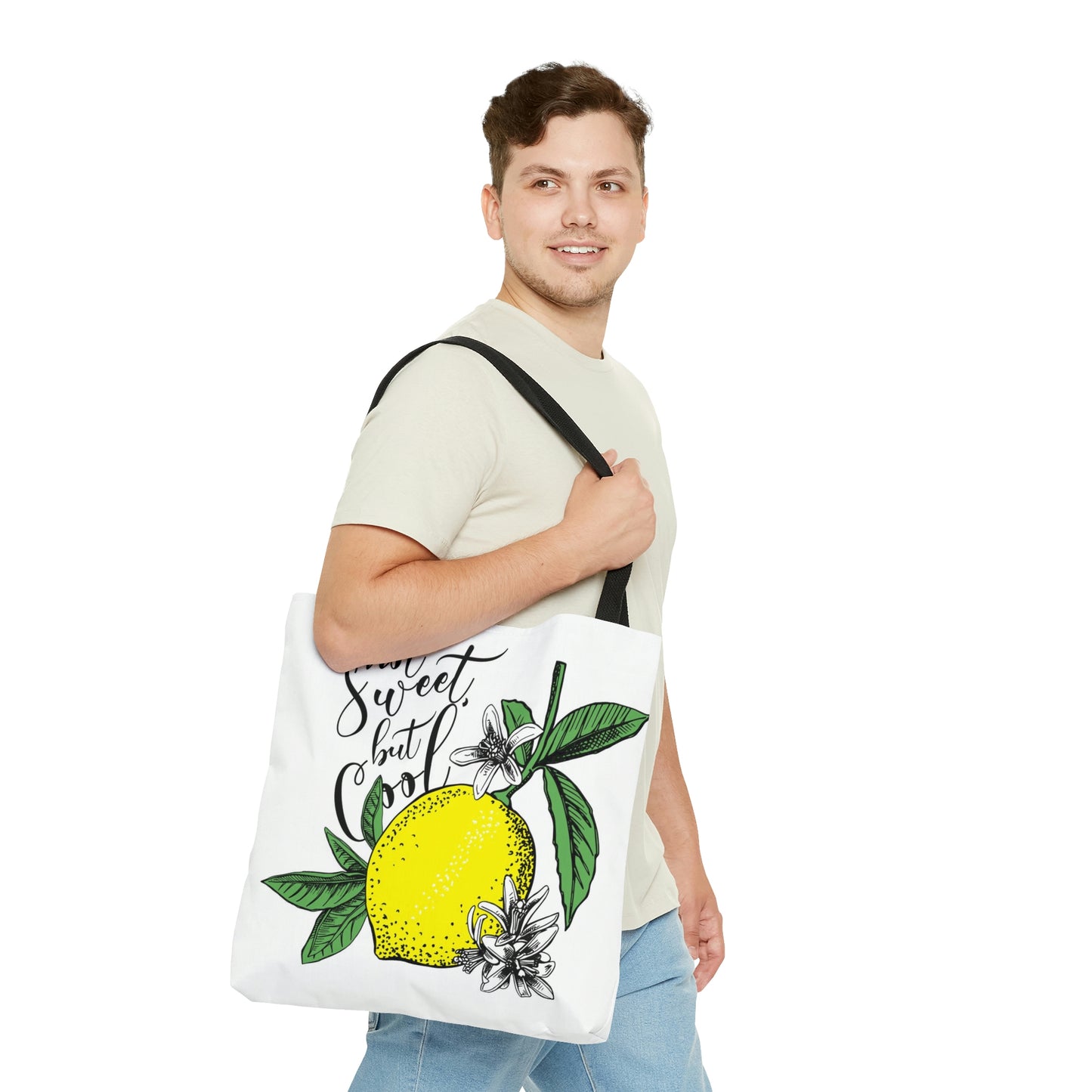 AOP Tote Bag 2 sides "Lemons with leaves and flowers"