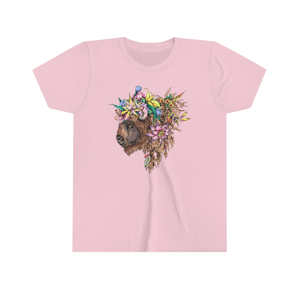Youth Short Sleeve Tee "Bison & flowers"