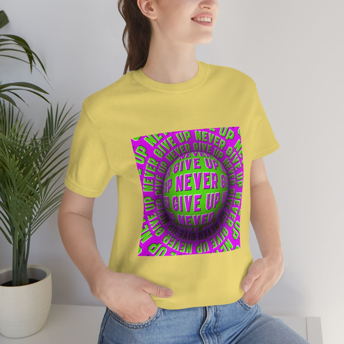 Unisex Jersey Short Sleeve Tee "Optical illusion Never give up"