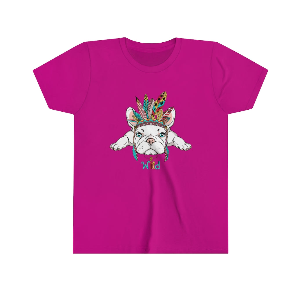 Youth Short Sleeve Tee "French bulldog in Indian headdress"