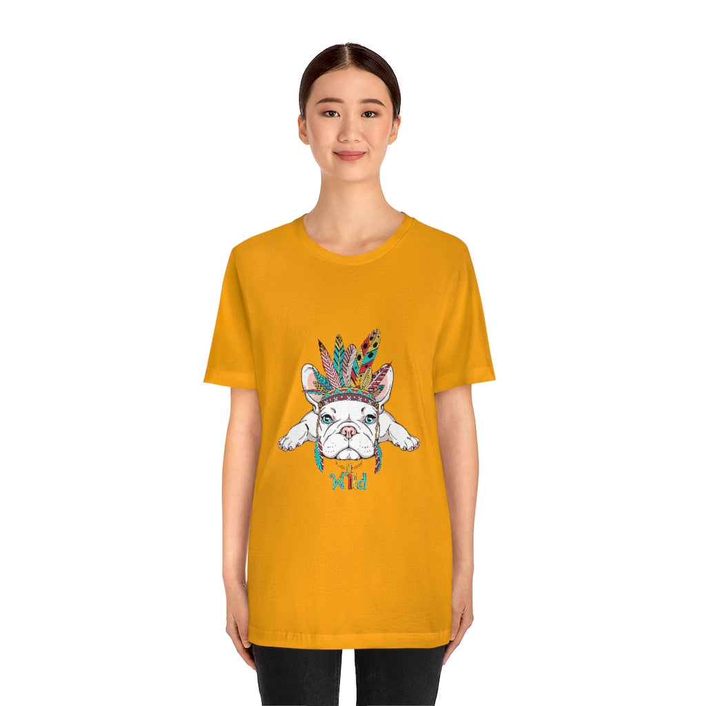Unisex Jersey Short Sleeve Tee "French bulldog in Indian headdress"