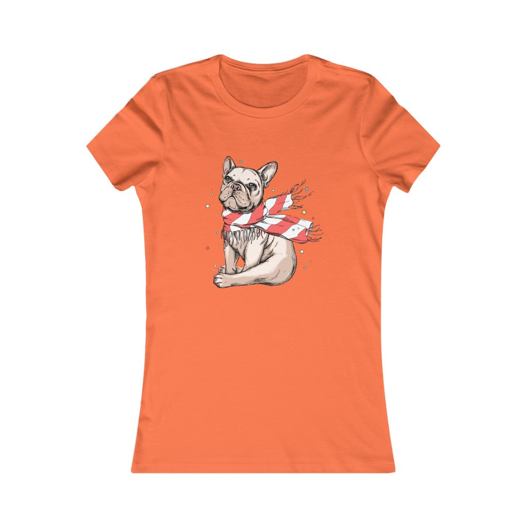 Women's Favorite Tee "French bulldog in a striped scarf"