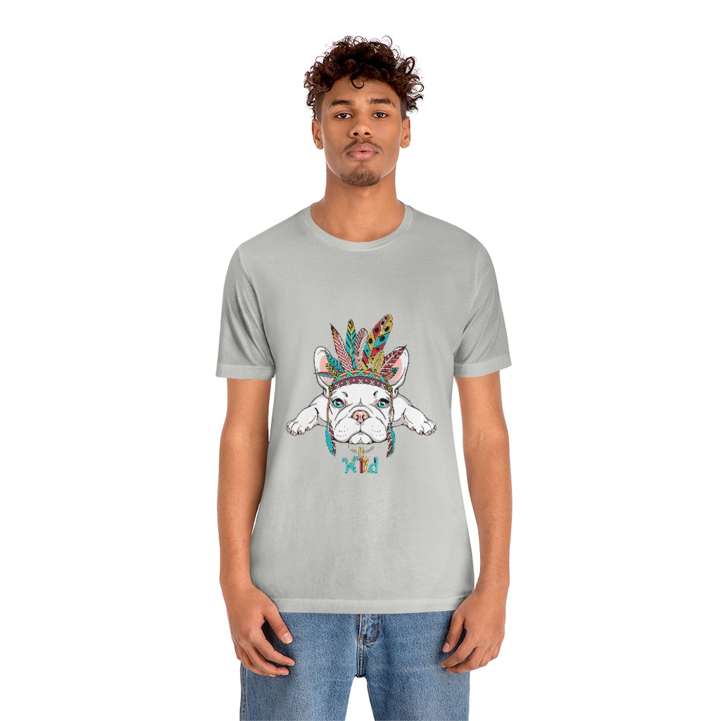 Unisex Jersey Short Sleeve Tee "French bulldog in Indian headdress"