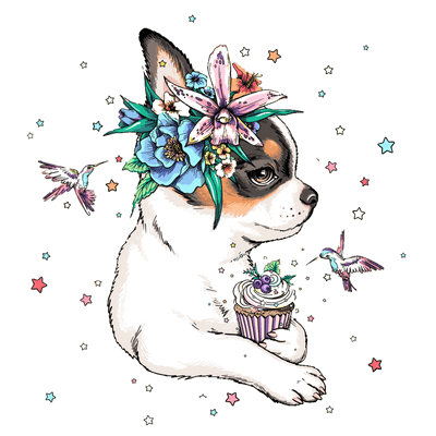 Kids Short Sleeve Tee "Chihuahua puppy & cupcake"