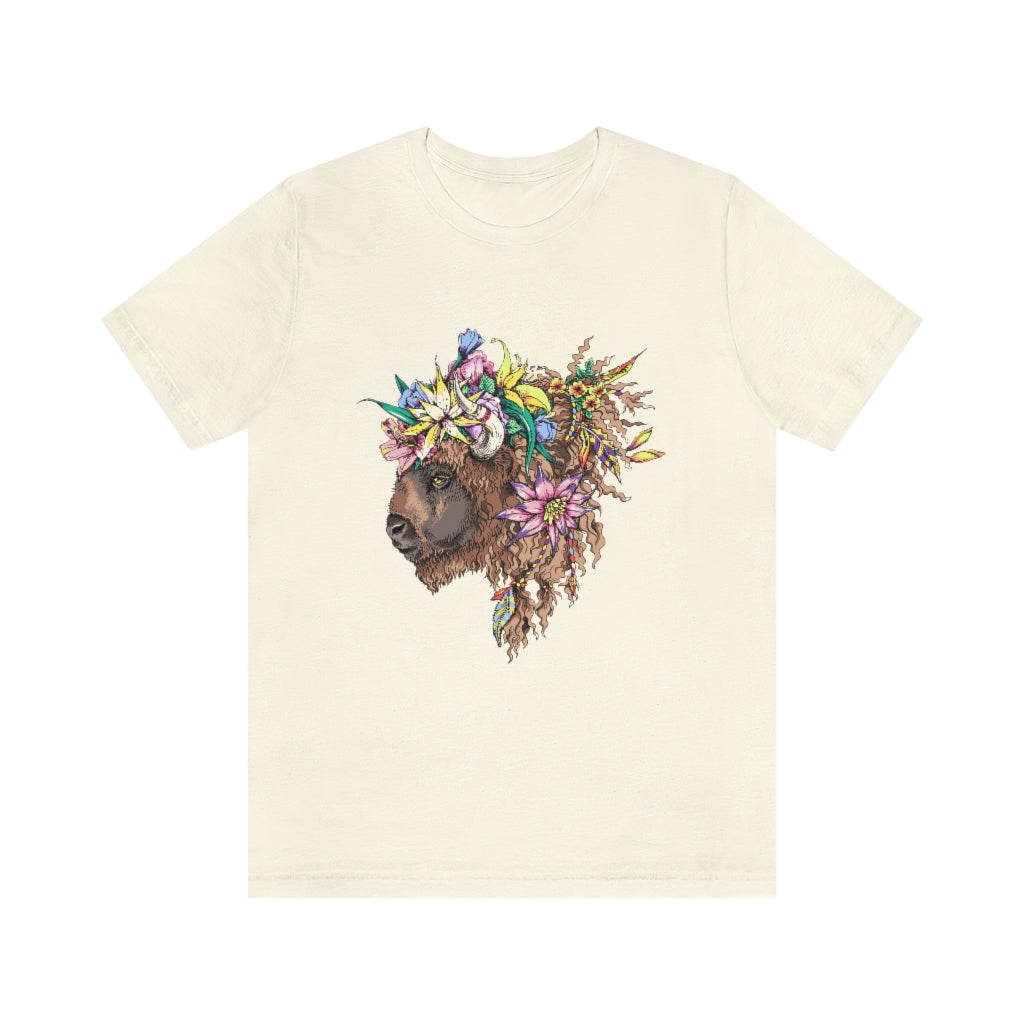 Unisex Jersey Short Sleeve Tee "Bison & flowers"