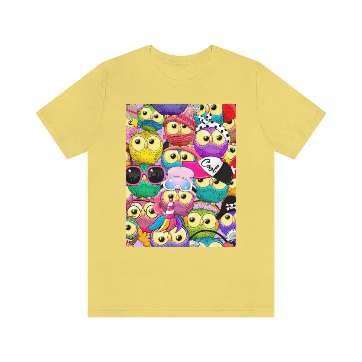 Unisex Jersey Short Sleeve Tee "Colorful Pattern with cute cartoon owls"