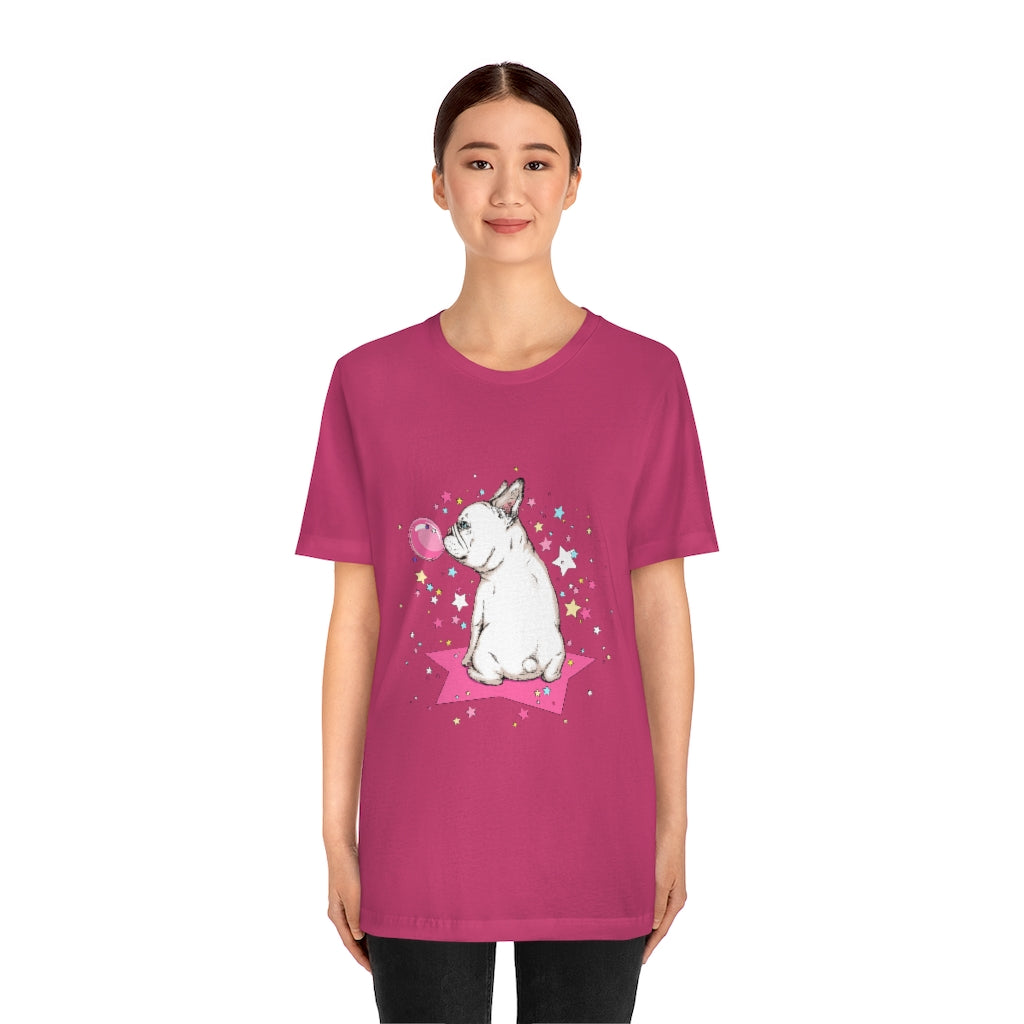 Unisex Jersey Short Sleeve Tee "French white bulldog & stars"