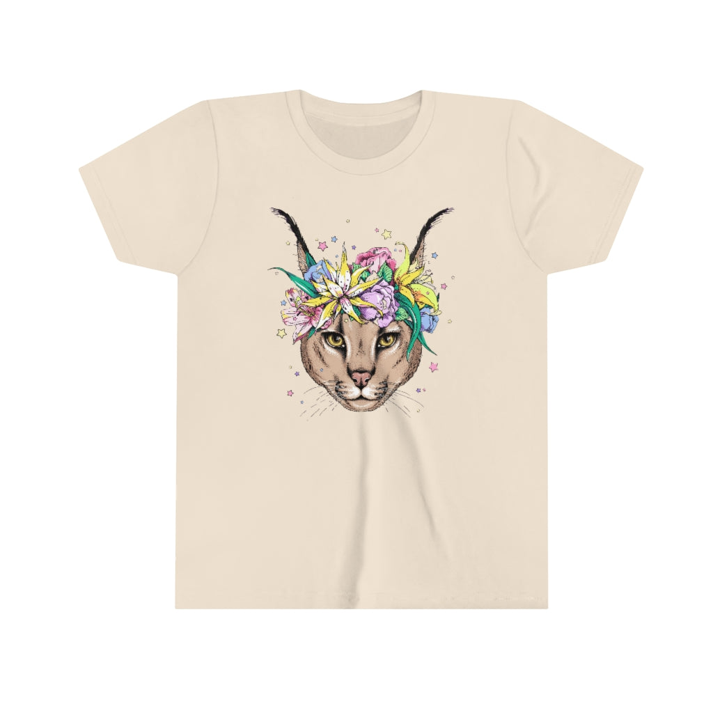 Youth Short Sleeve Tee "Caracal with flowers"