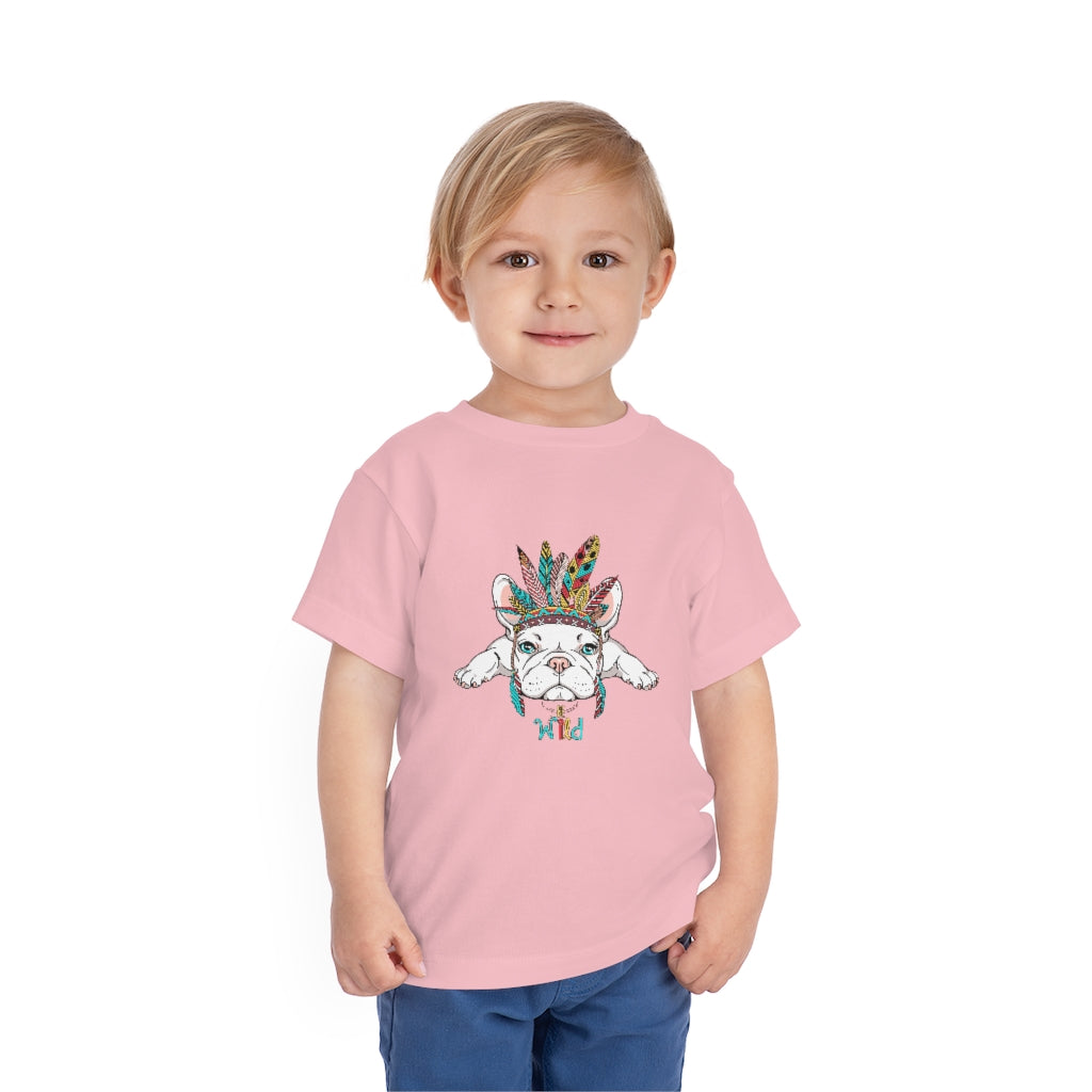 Kids Short Sleeve Tee "French bulldog in Indian headdress"