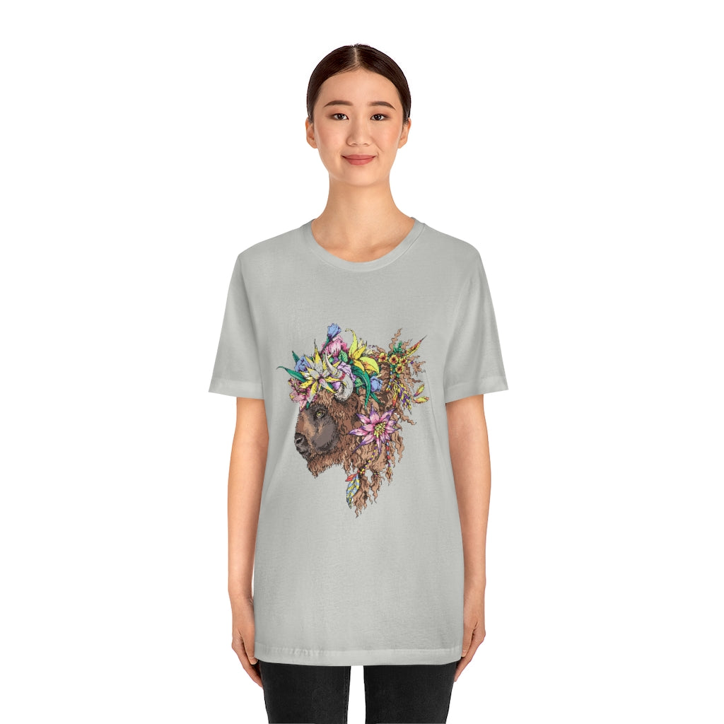 Unisex Jersey Short Sleeve Tee "Bison & flowers"