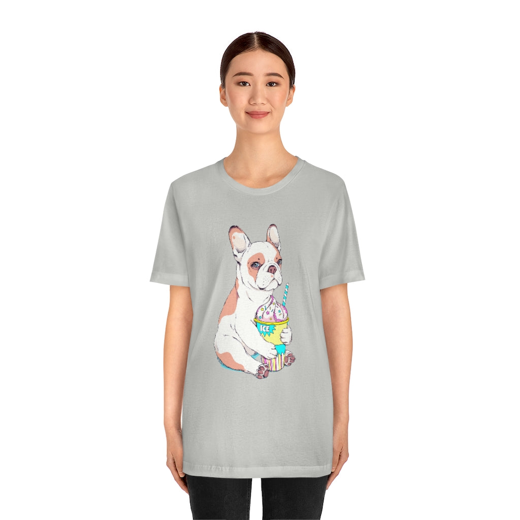 Unisex Jersey Short Sleeve Tee "French bulldog & ice cream"