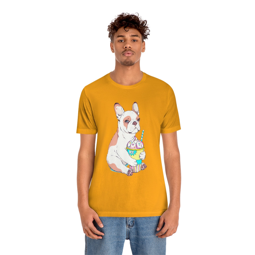 Unisex Jersey Short Sleeve Tee "French bulldog & ice cream"