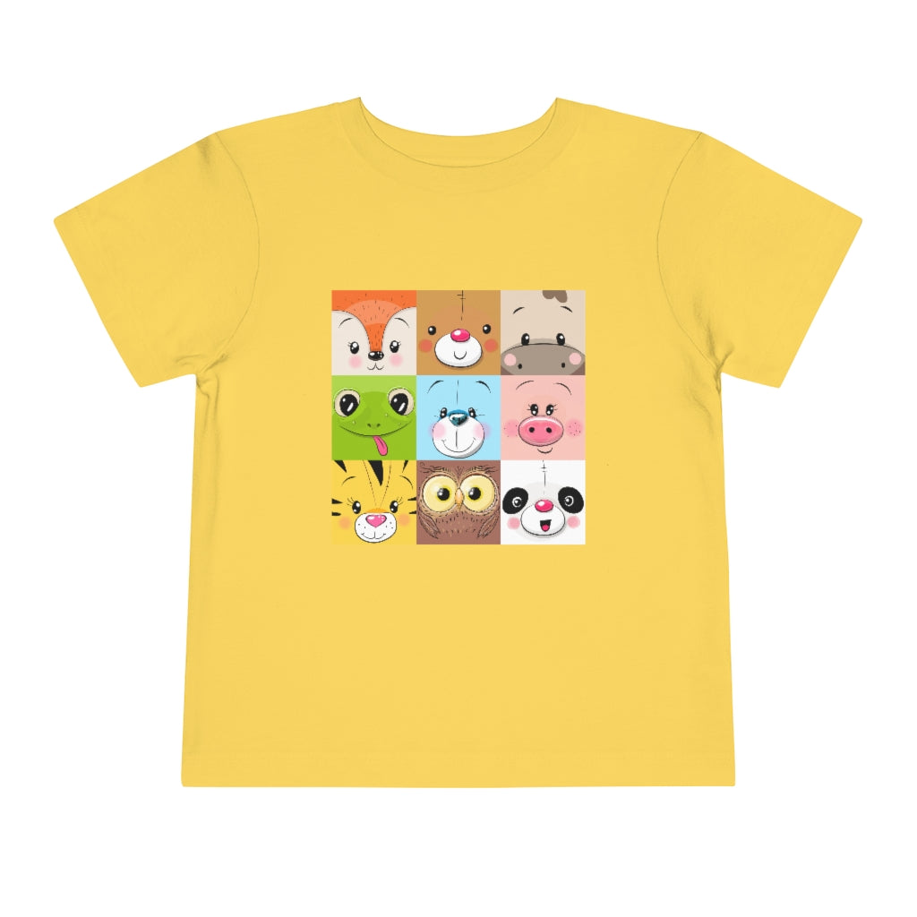 Kids Short Sleeve Tee "Set of Cute Cratoon square animals faces"