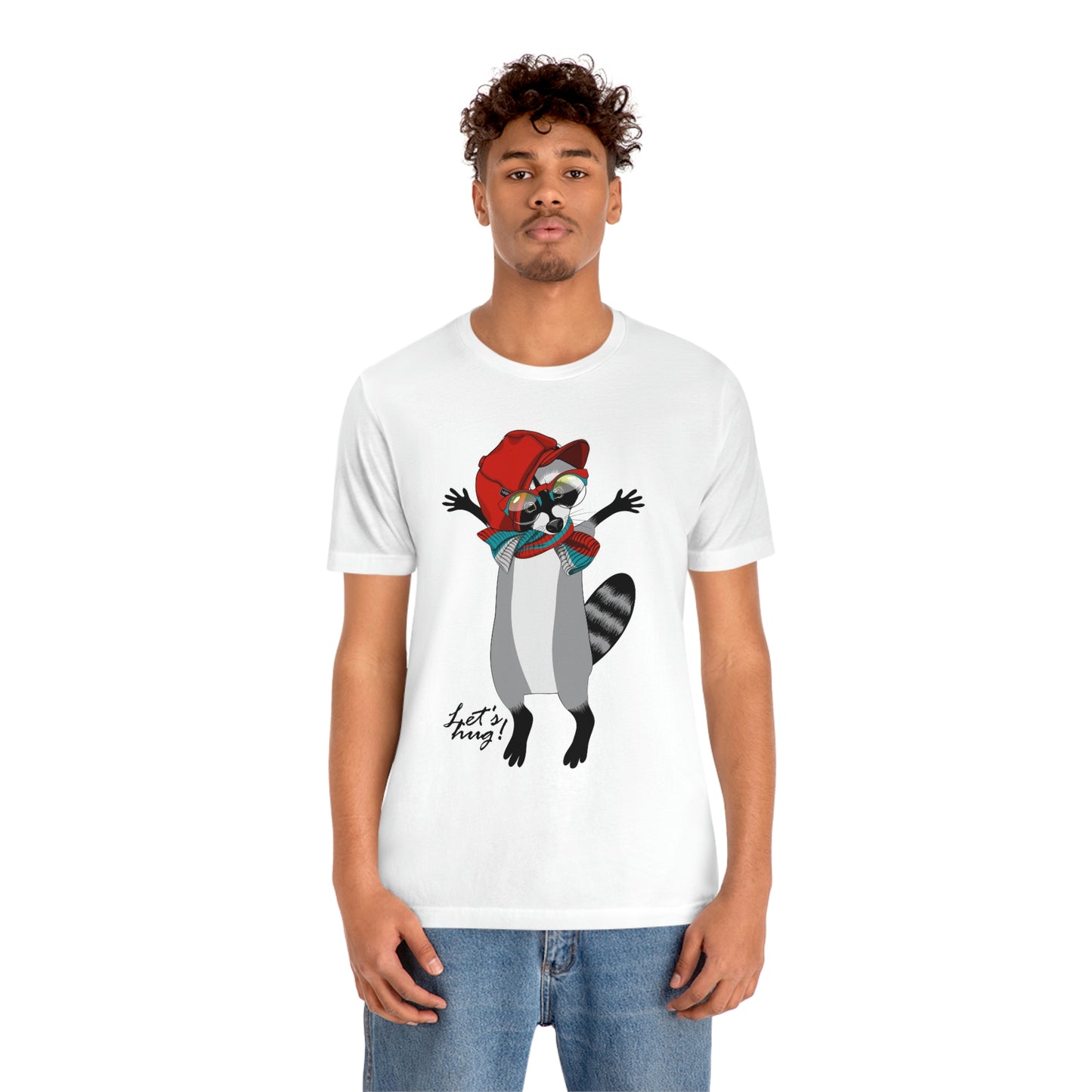 Unisex Jersey Short Sleeve Tee "Raccoon let's hug"