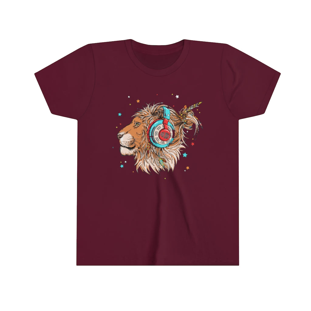 Youth Short Sleeve Tee "Lion & headphones"