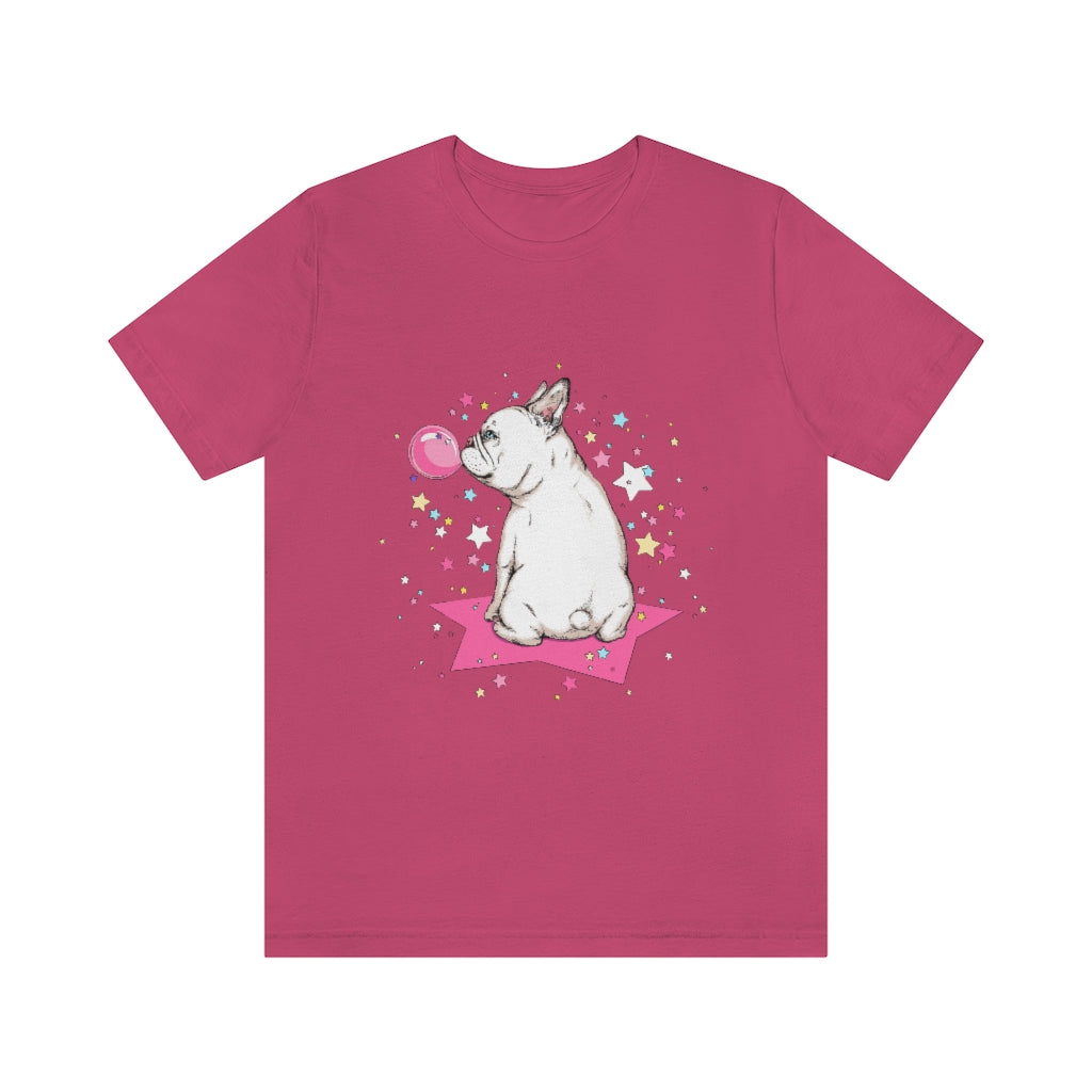 Unisex Jersey Short Sleeve Tee "French white bulldog & stars"