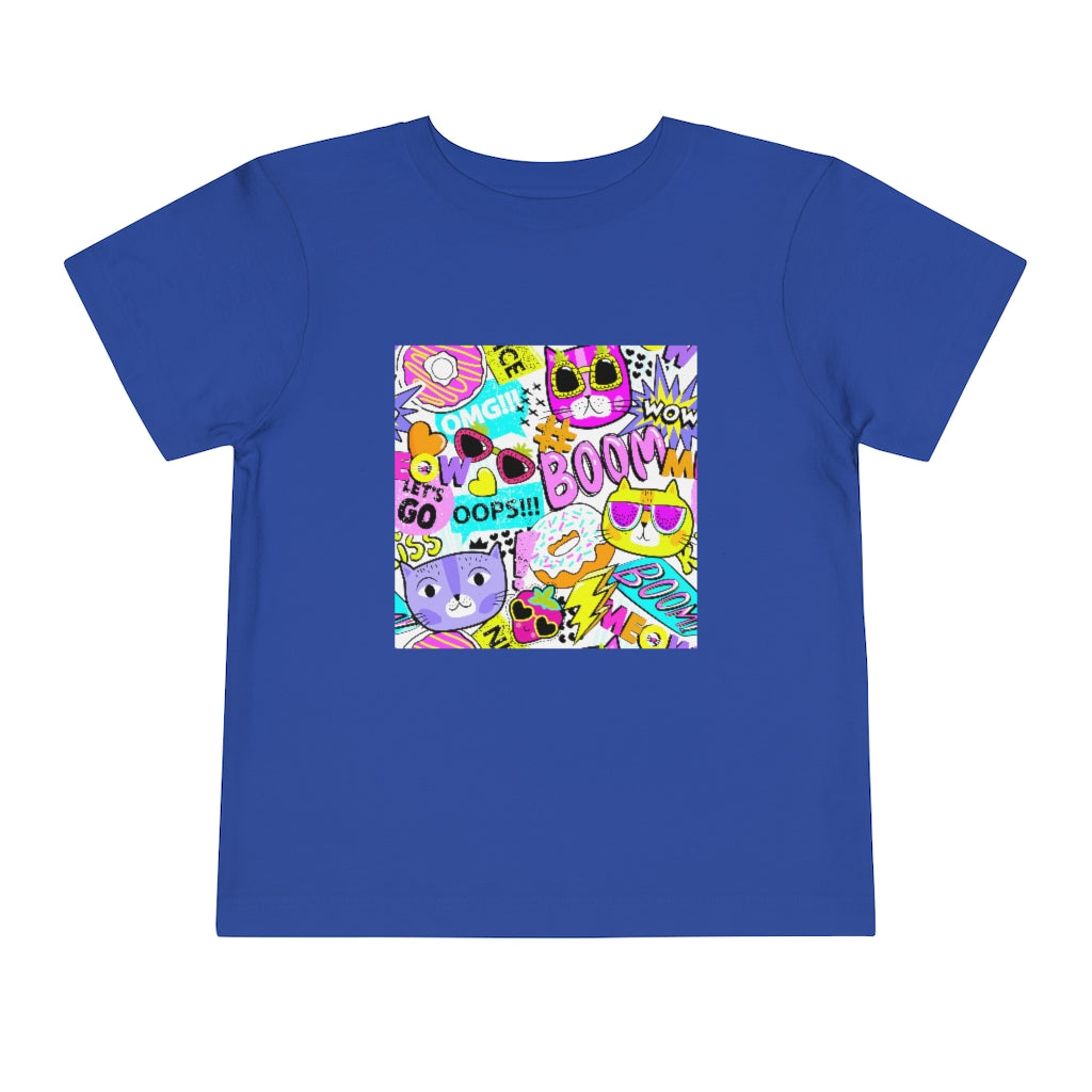 Kids Short Sleeve Tee "Funny cats in sunglasses Abstract pattern"