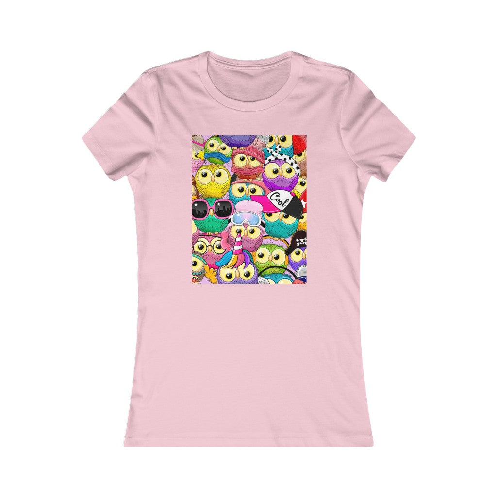 Women's Favorite Tee "Colorful Pattern with cute cartoon owls"