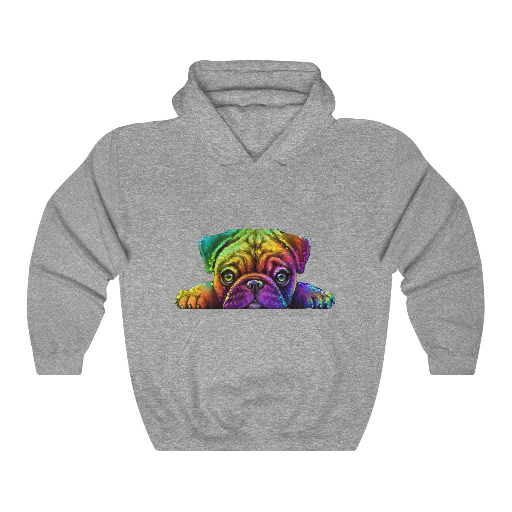 Unisex Heavy Blend™ Hooded Sweatshirt "Colorful neon Pug"
