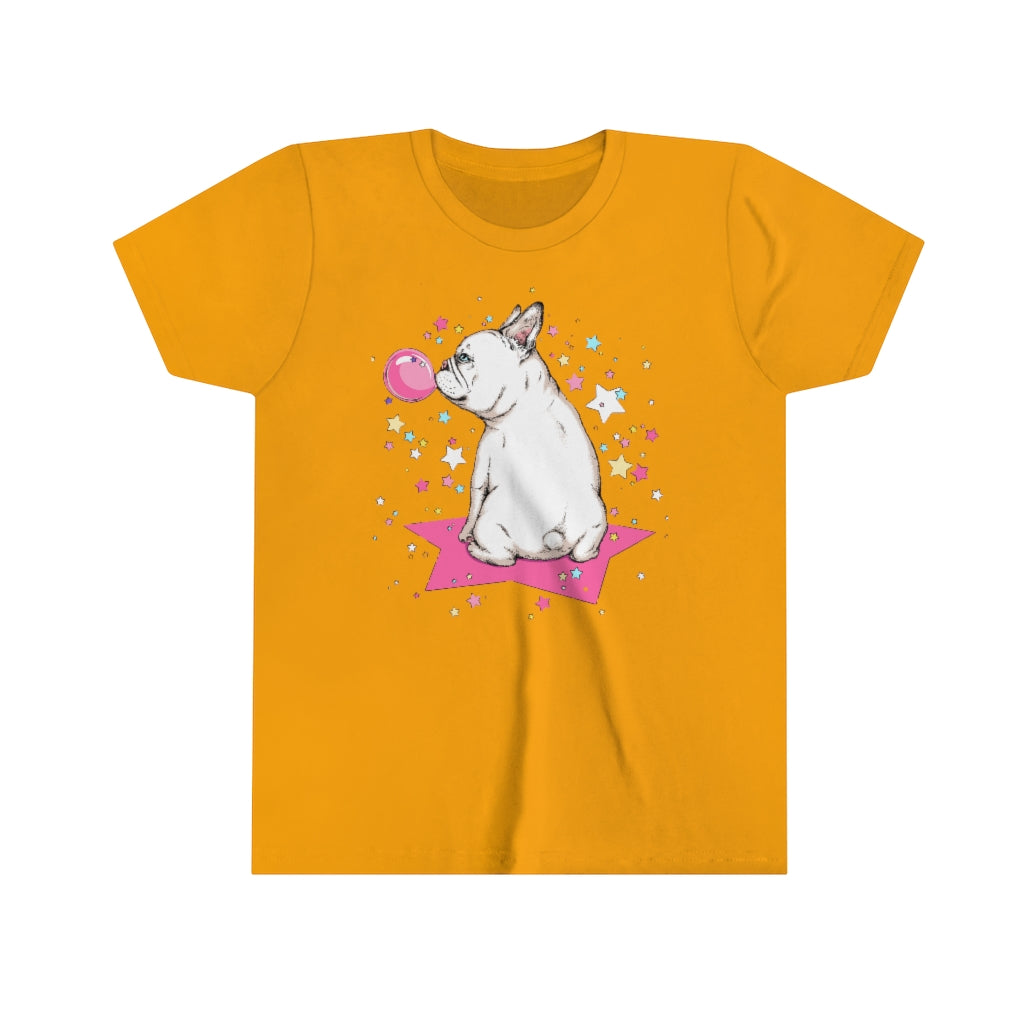 Youth Short Sleeve Tee "French white bulldog & stars"
