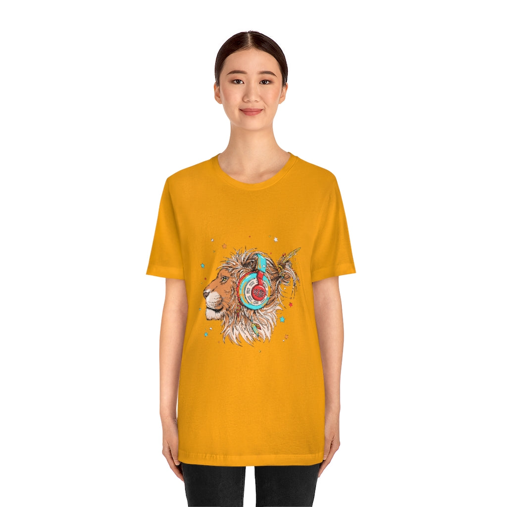 Unisex Jersey Short Sleeve Tee "Lion & headphones"