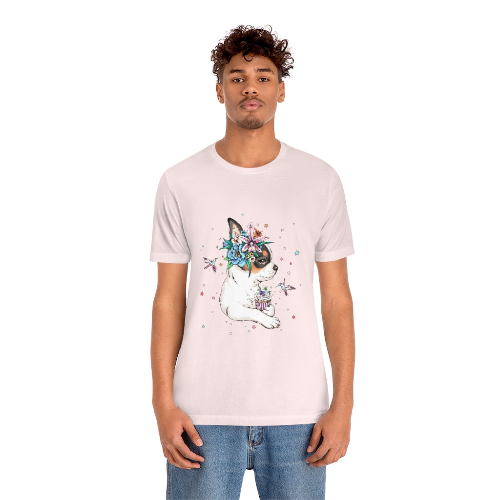 Unisex Jersey Short Sleeve Tee "Chihuahua puppy & cupcake"