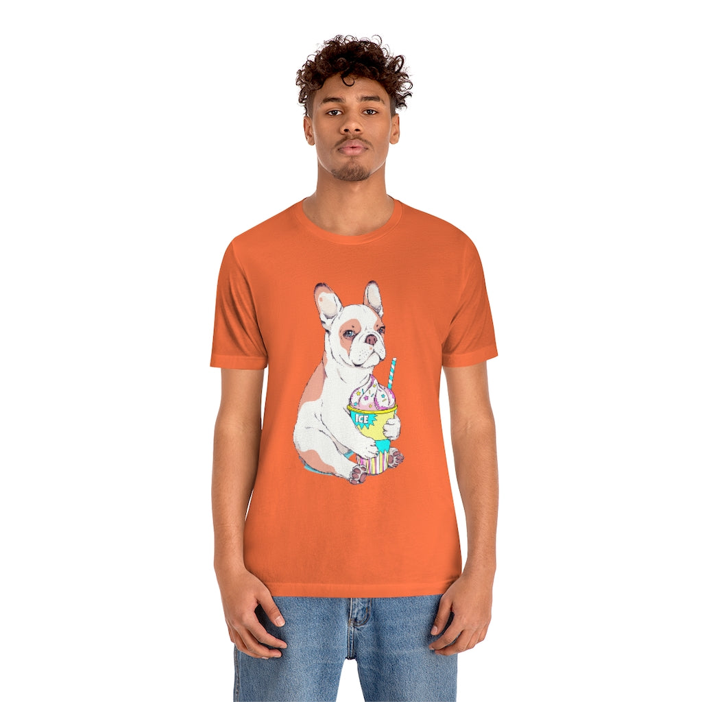 Unisex Jersey Short Sleeve Tee "French bulldog & ice cream"