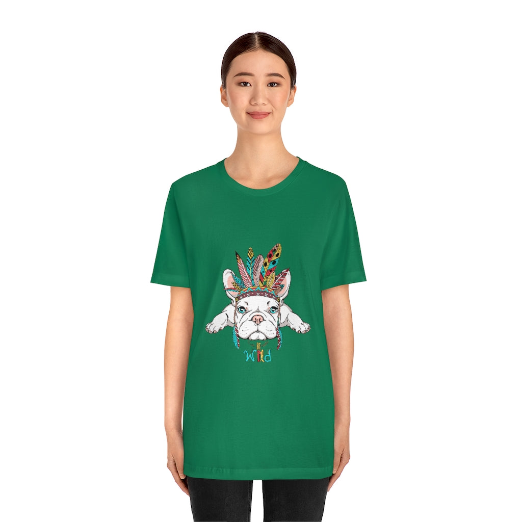 Unisex Jersey Short Sleeve Tee "French bulldog in Indian headdress"