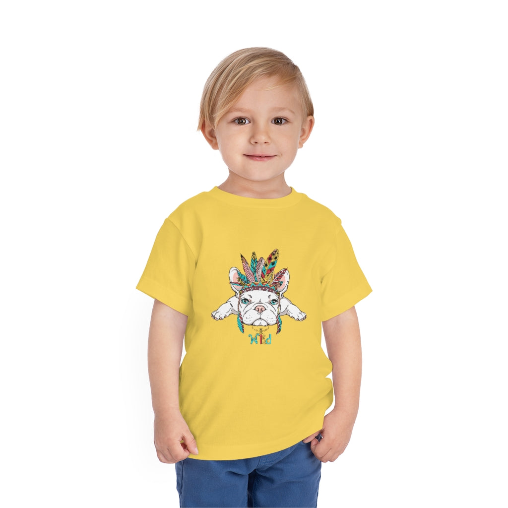 Kids Short Sleeve Tee "French bulldog in Indian headdress"