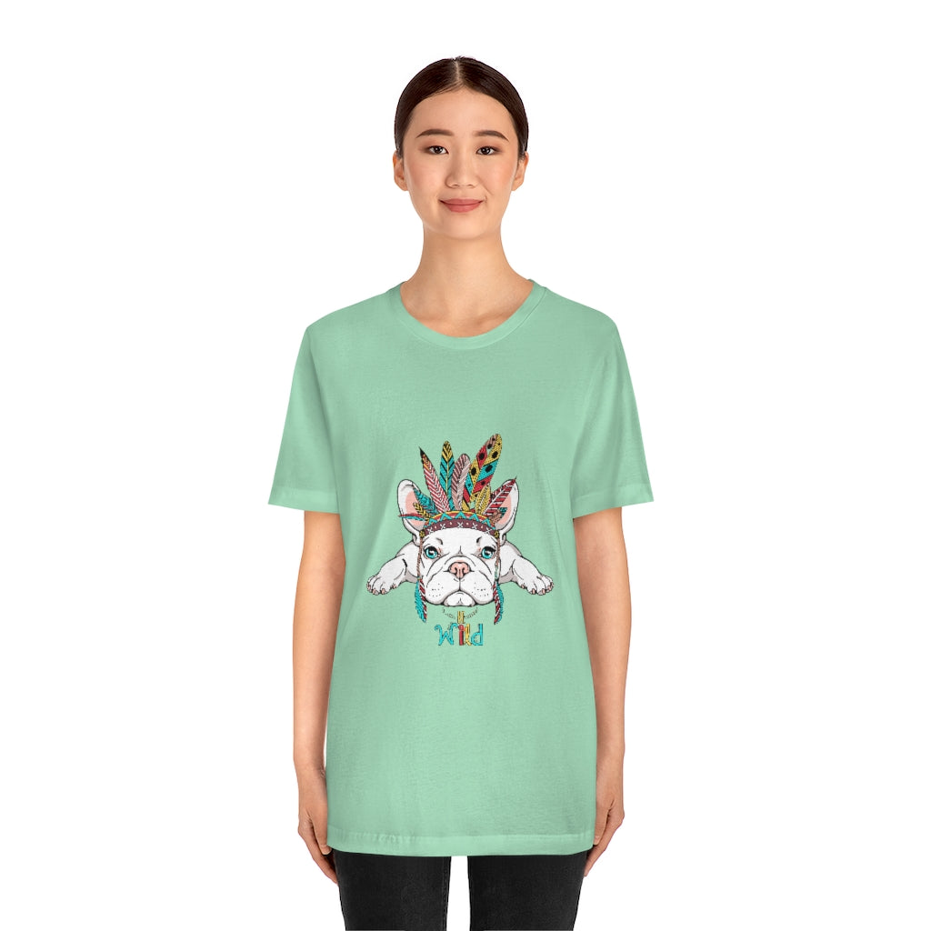 Unisex Jersey Short Sleeve Tee "French bulldog in Indian headdress"