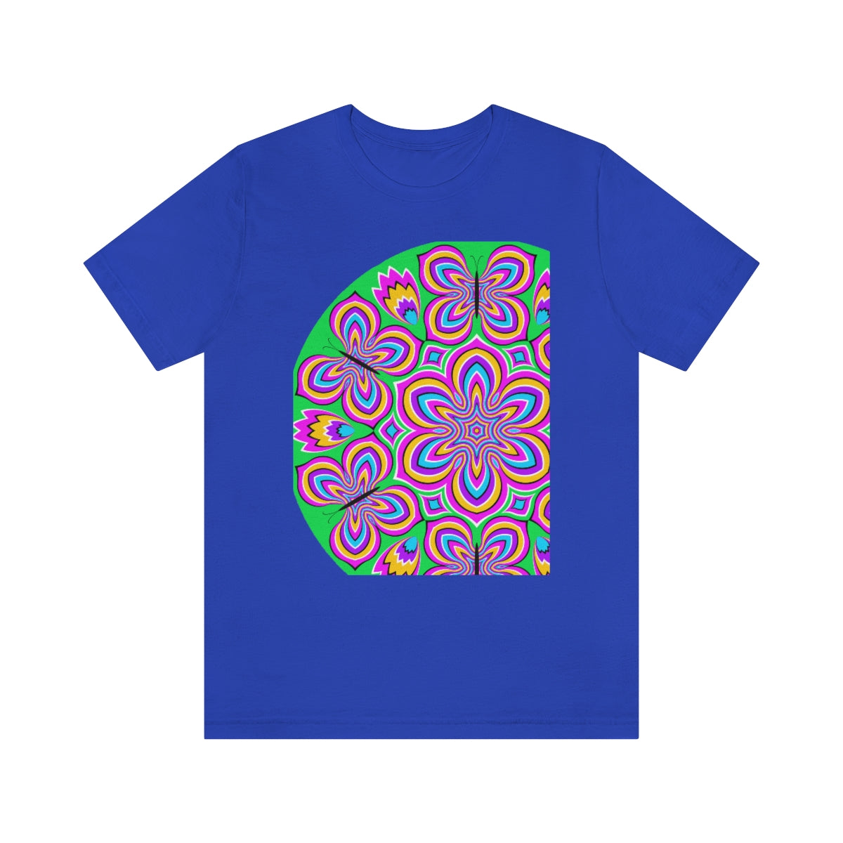 Unisex Jersey Short Sleeve Tee "Optical illusion Colorful flower and butterflies"