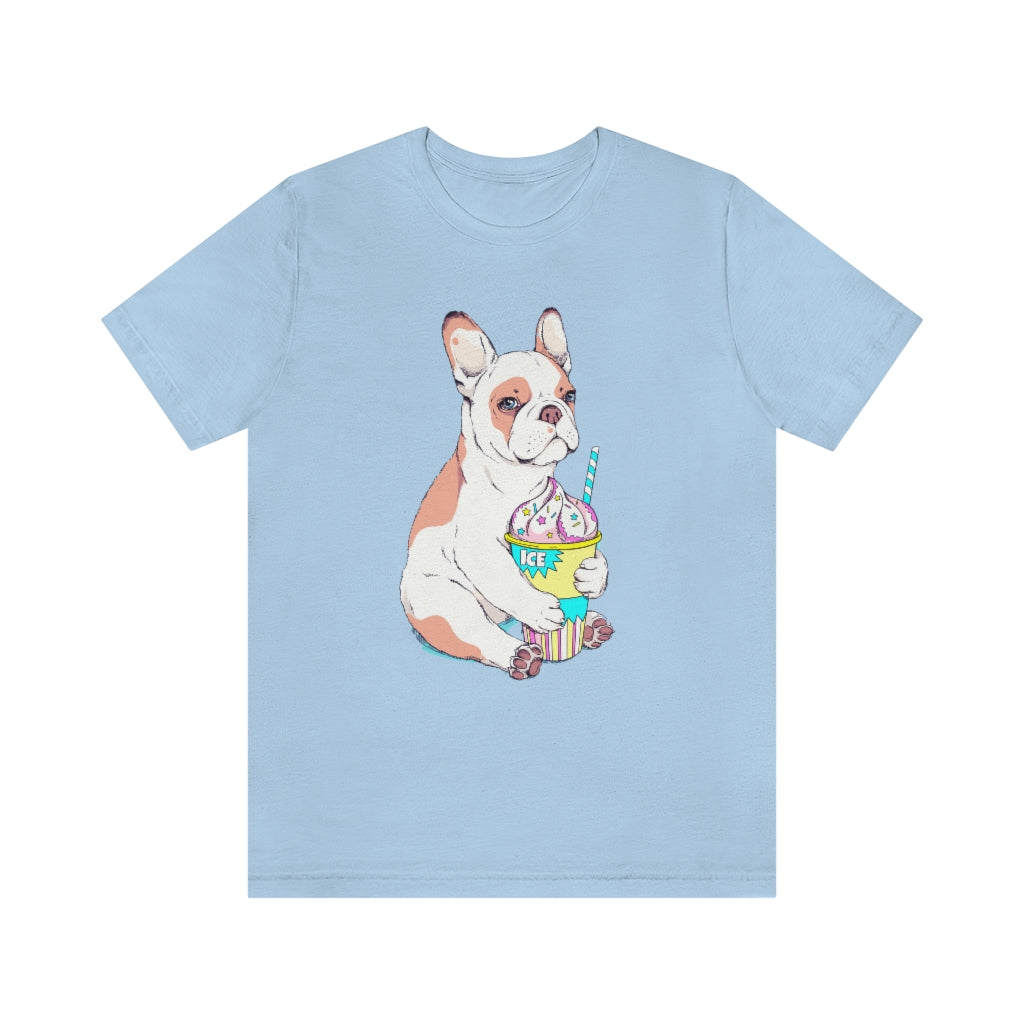 Unisex Jersey Short Sleeve Tee "French bulldog & ice cream"