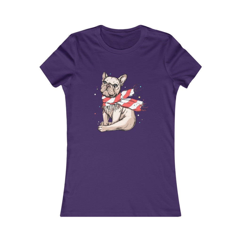 Women's Favorite Tee "French bulldog in a striped scarf"