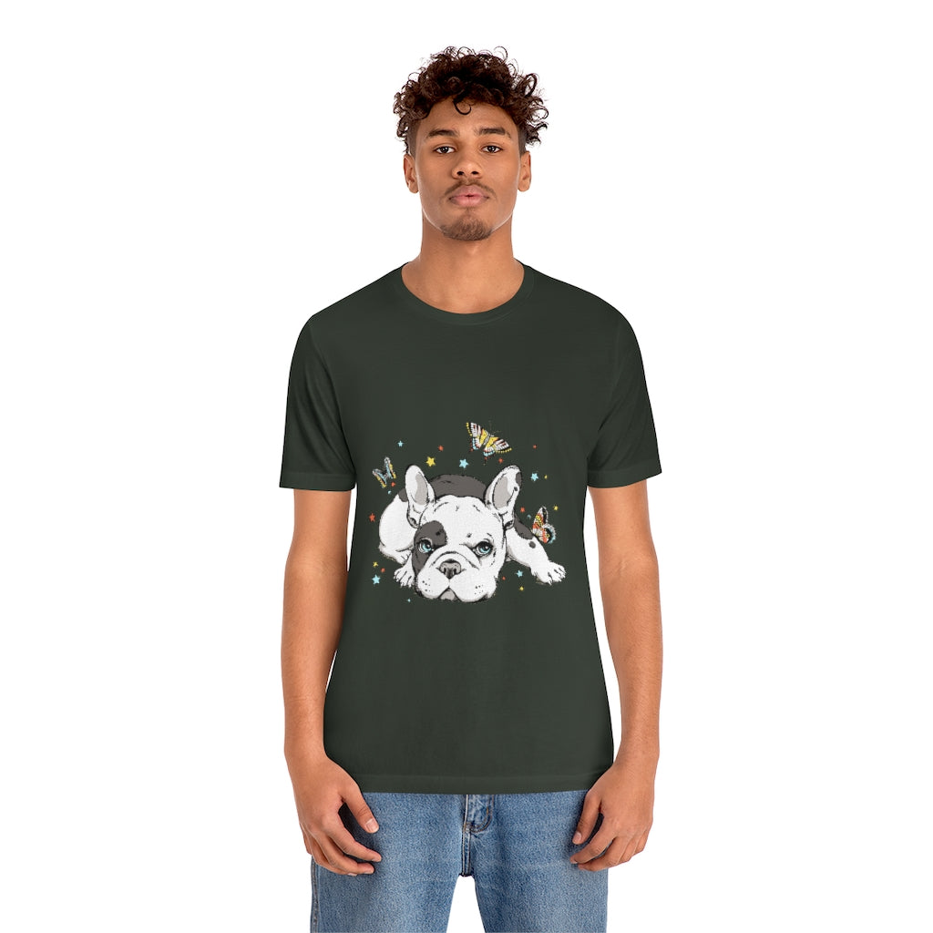 Unisex Jersey Short Sleeve Tee "French bulldog with butterflies"