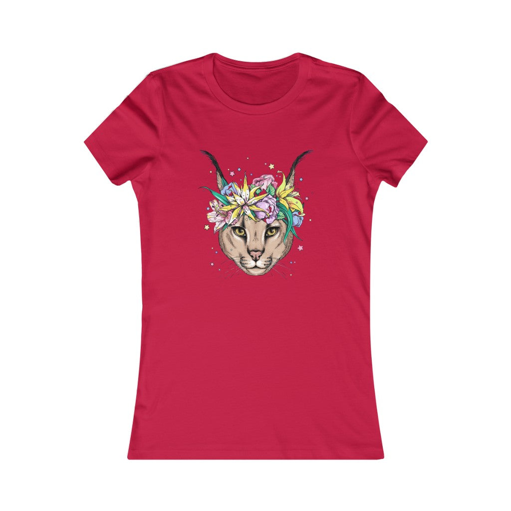 Women's Favorite Tee "Caracal with flowers"