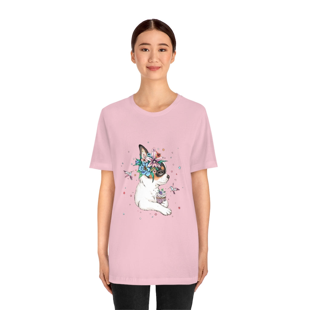 Unisex Jersey Short Sleeve Tee "Chihuahua puppy & cupcake"