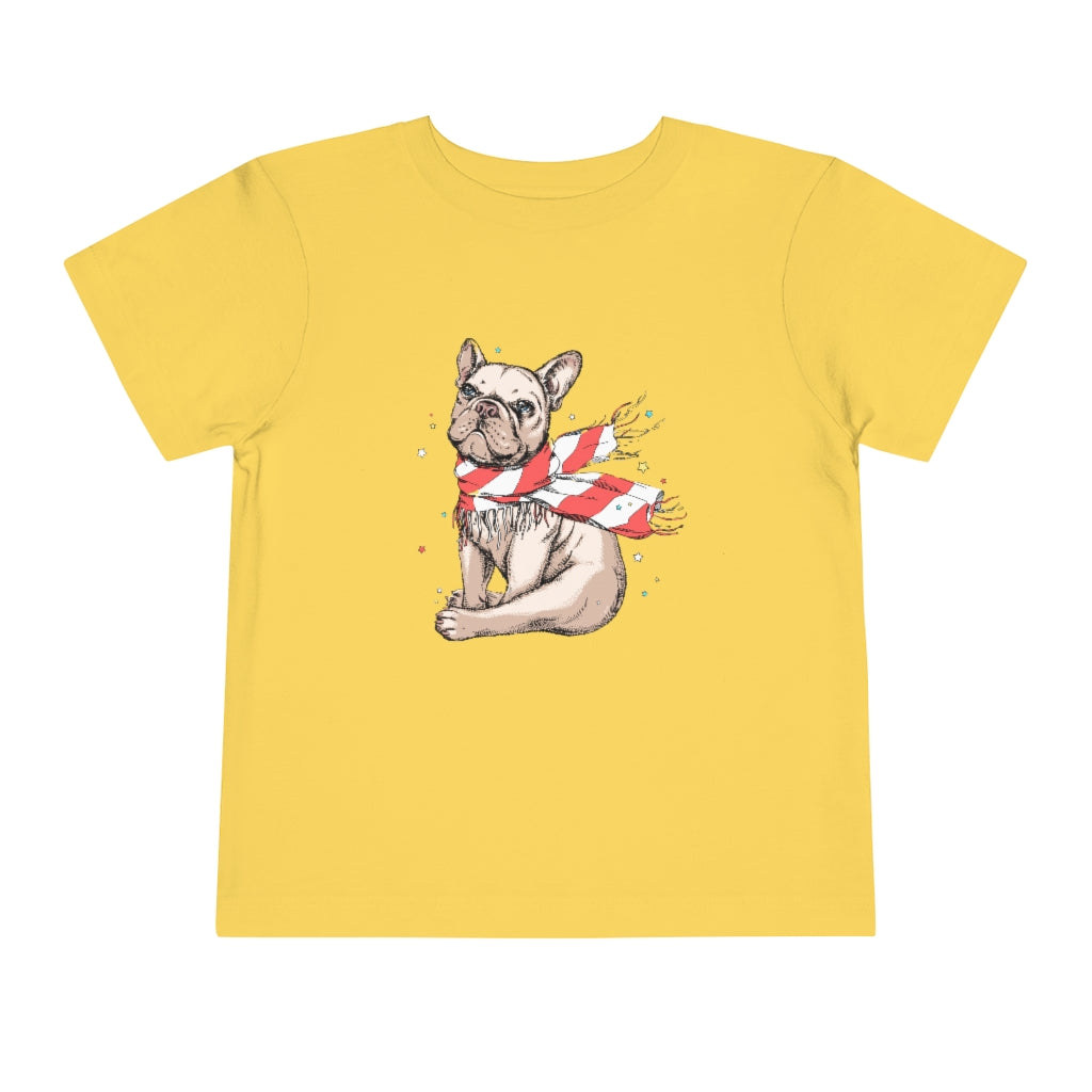 Kids Short Sleeve Tee "French bulldog in a striped scarf"