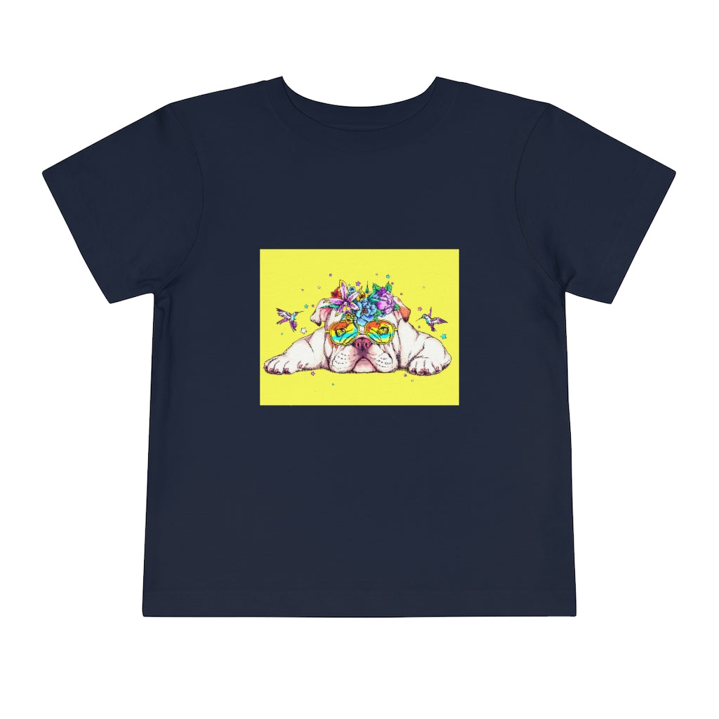 Kids Short Sleeve Tee "English bulldog & bird"