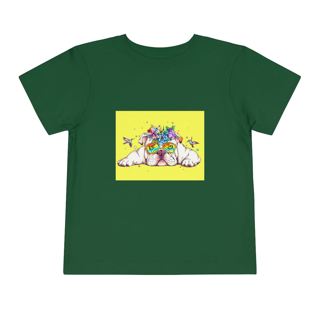 Kids Short Sleeve Tee "English bulldog & bird"