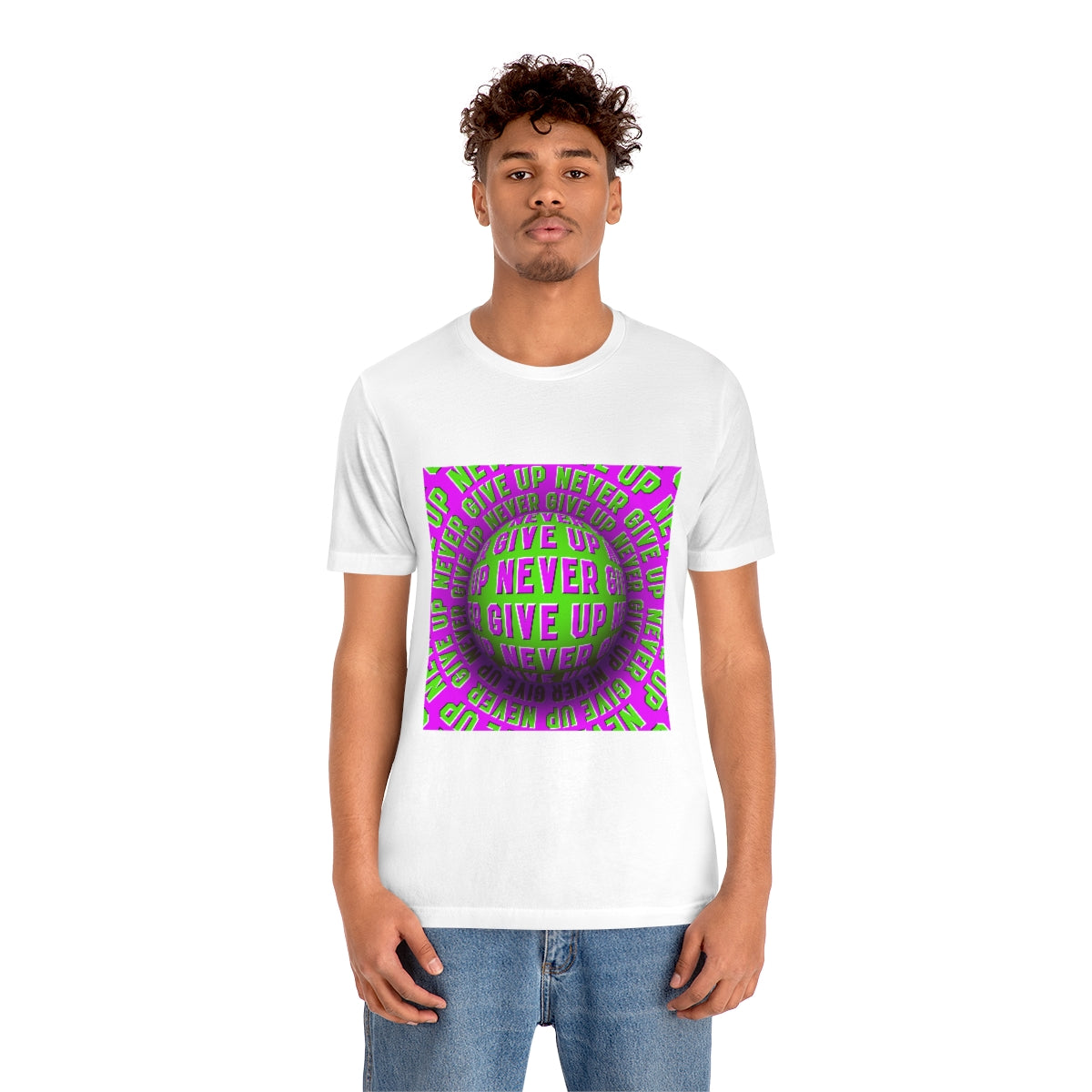 Unisex Jersey Short Sleeve Tee "Optical illusion Never give up"