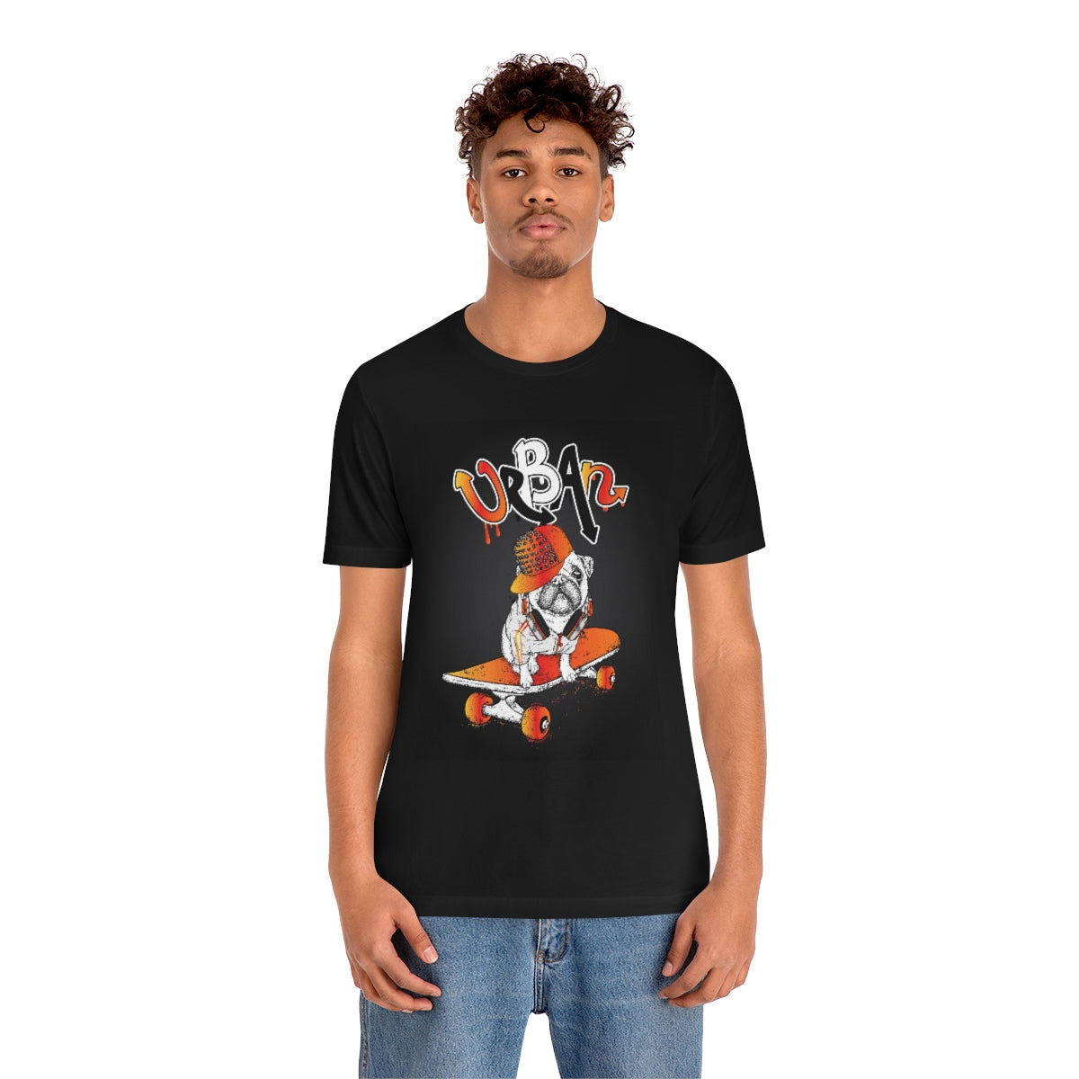 Unisex Jersey Short Sleeve Tee "Funny pug on a skateboard."