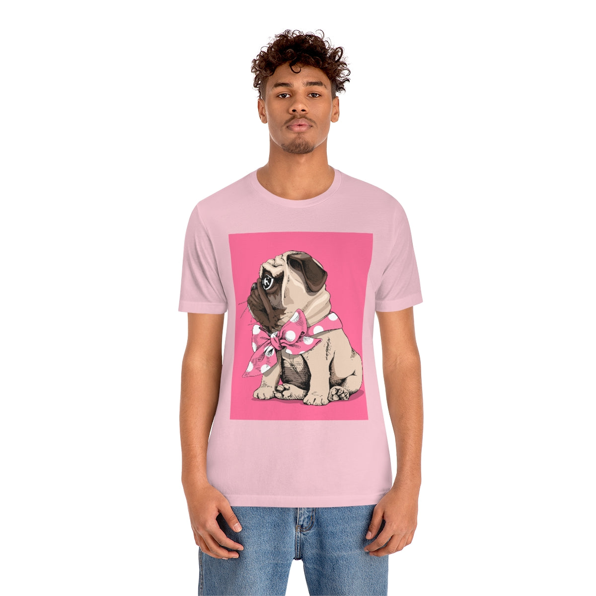 Unisex Jersey Short Sleeve Tee "Puppy Pug with a bow tie"