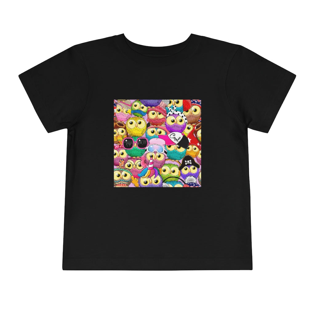 Kids Short Sleeve Tee "Colorful Pattern with cute cartoon owls"