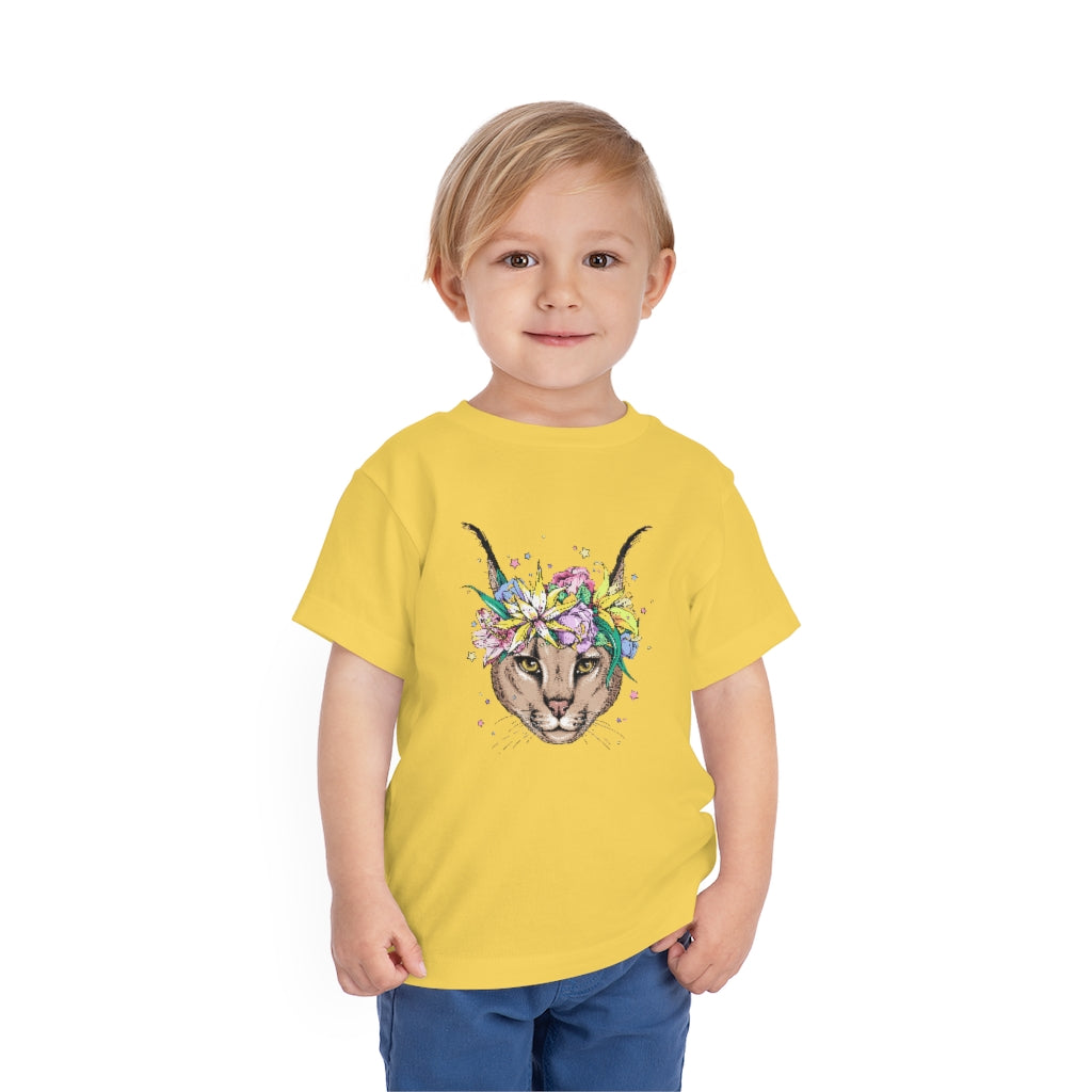 Kids Short Sleeve Tee "Caracal with flowers"