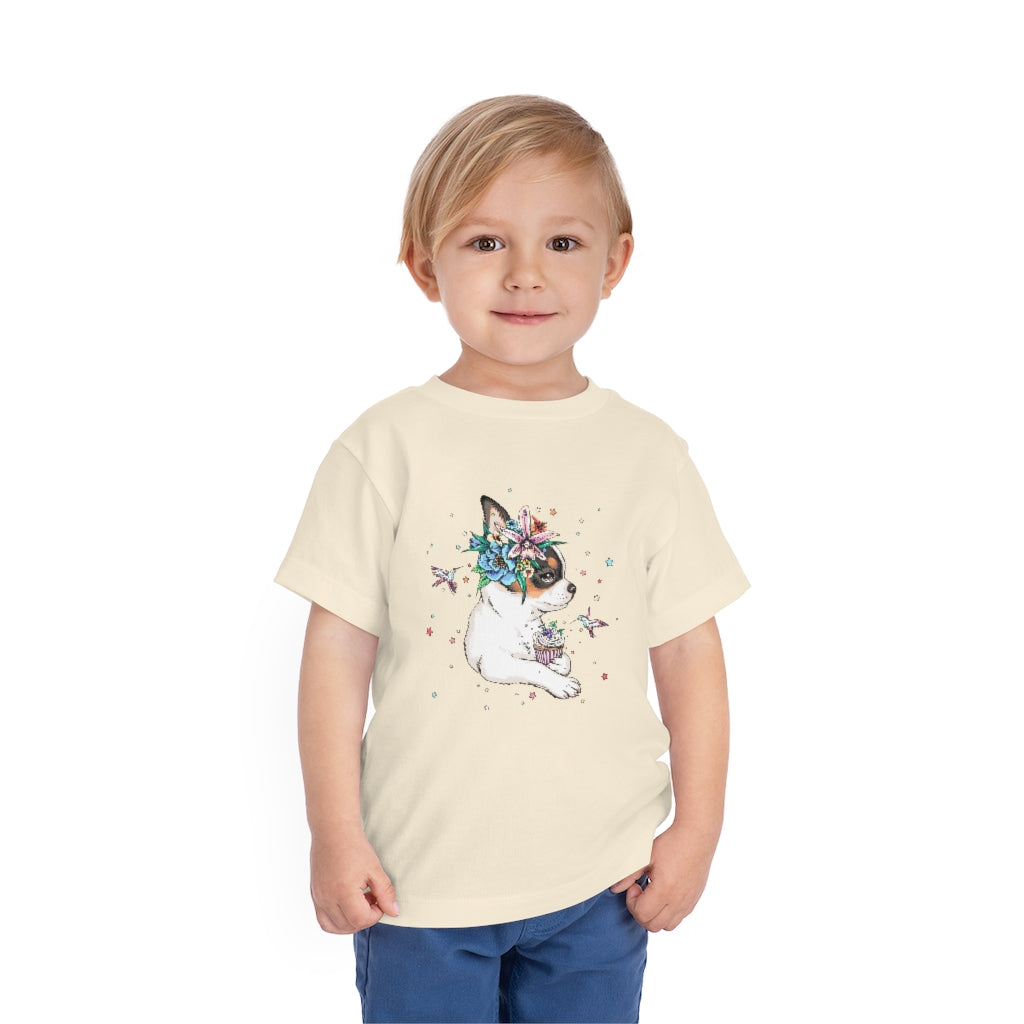 Kids Short Sleeve Tee "Chihuahua puppy & cupcake"