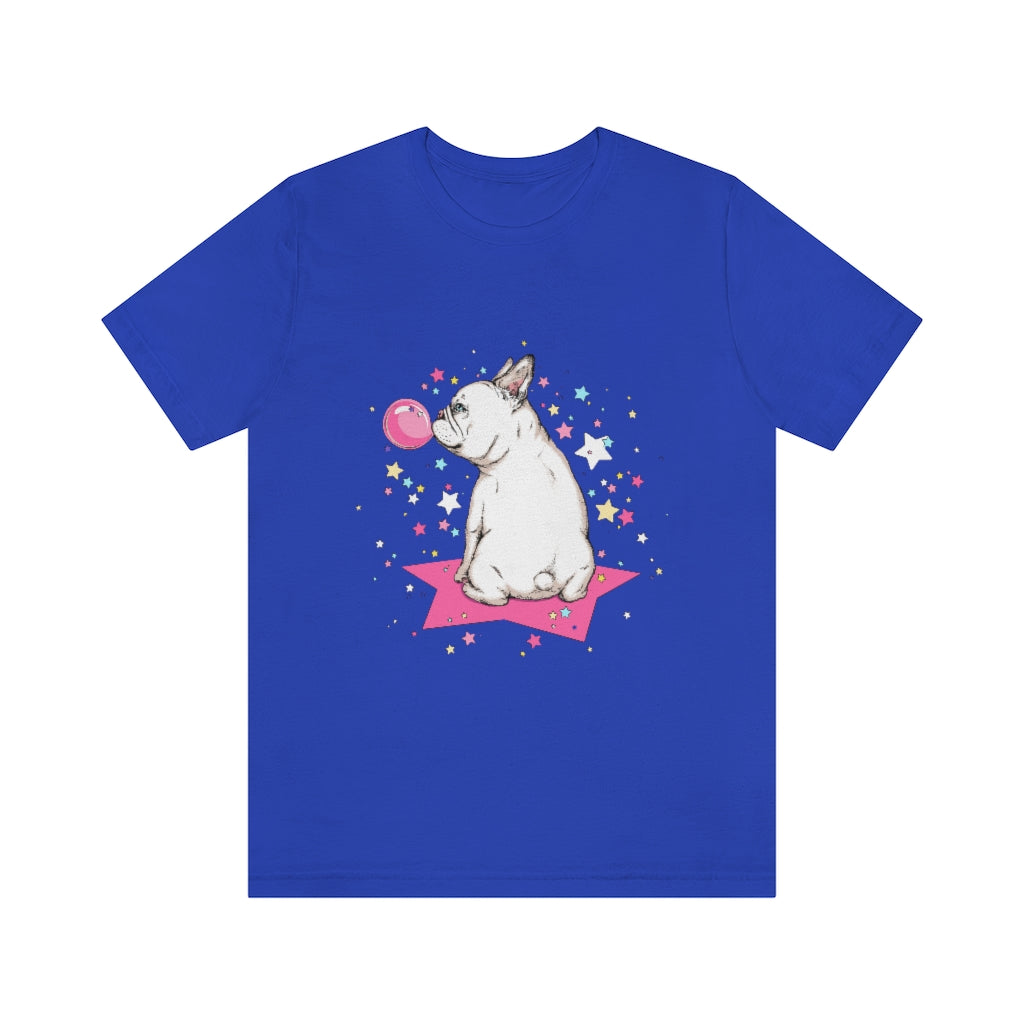 Unisex Jersey Short Sleeve Tee "French white bulldog & stars"