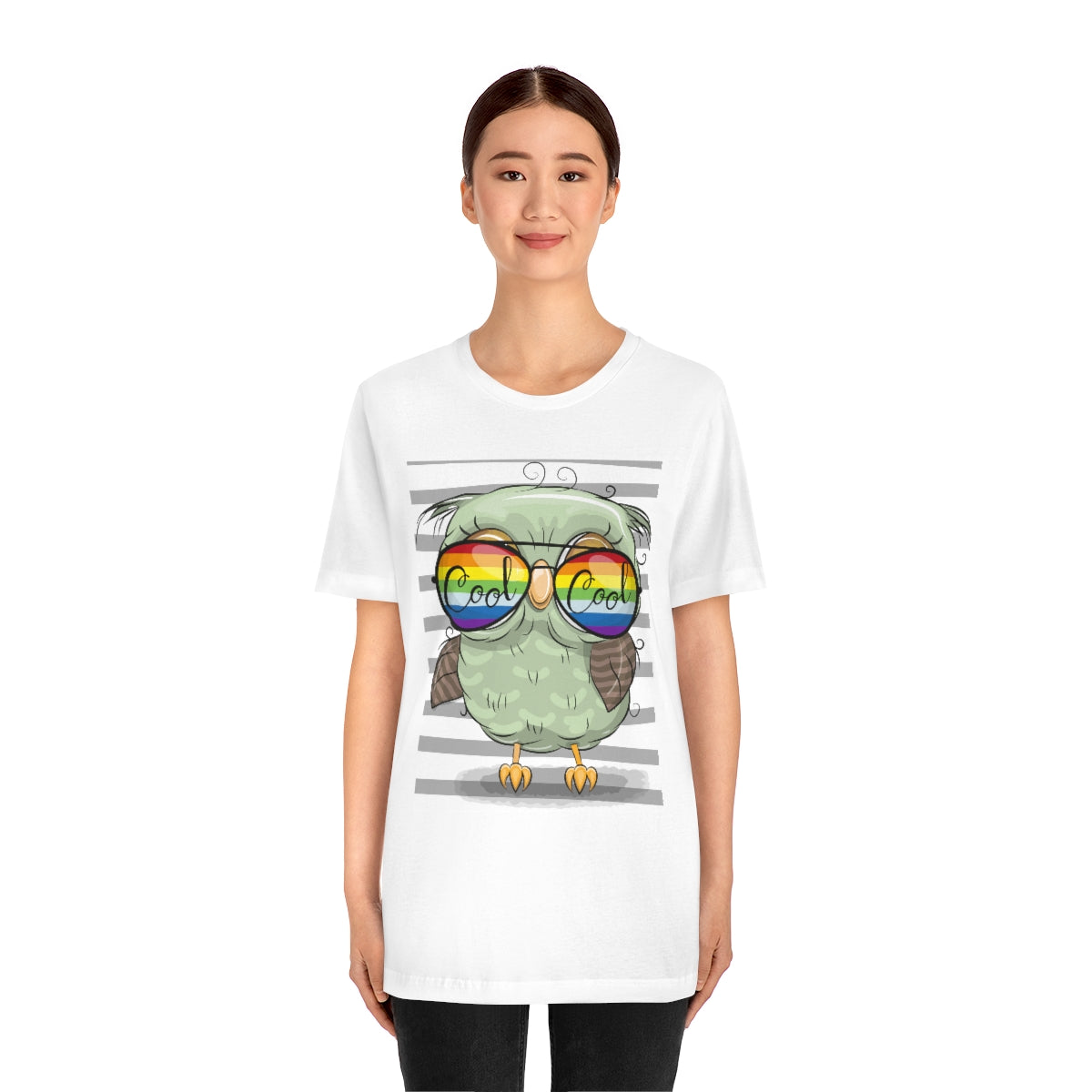 Unisex Jersey Short Sleeve Tee "Cool Cartoon Cute Owl with sun glasses"