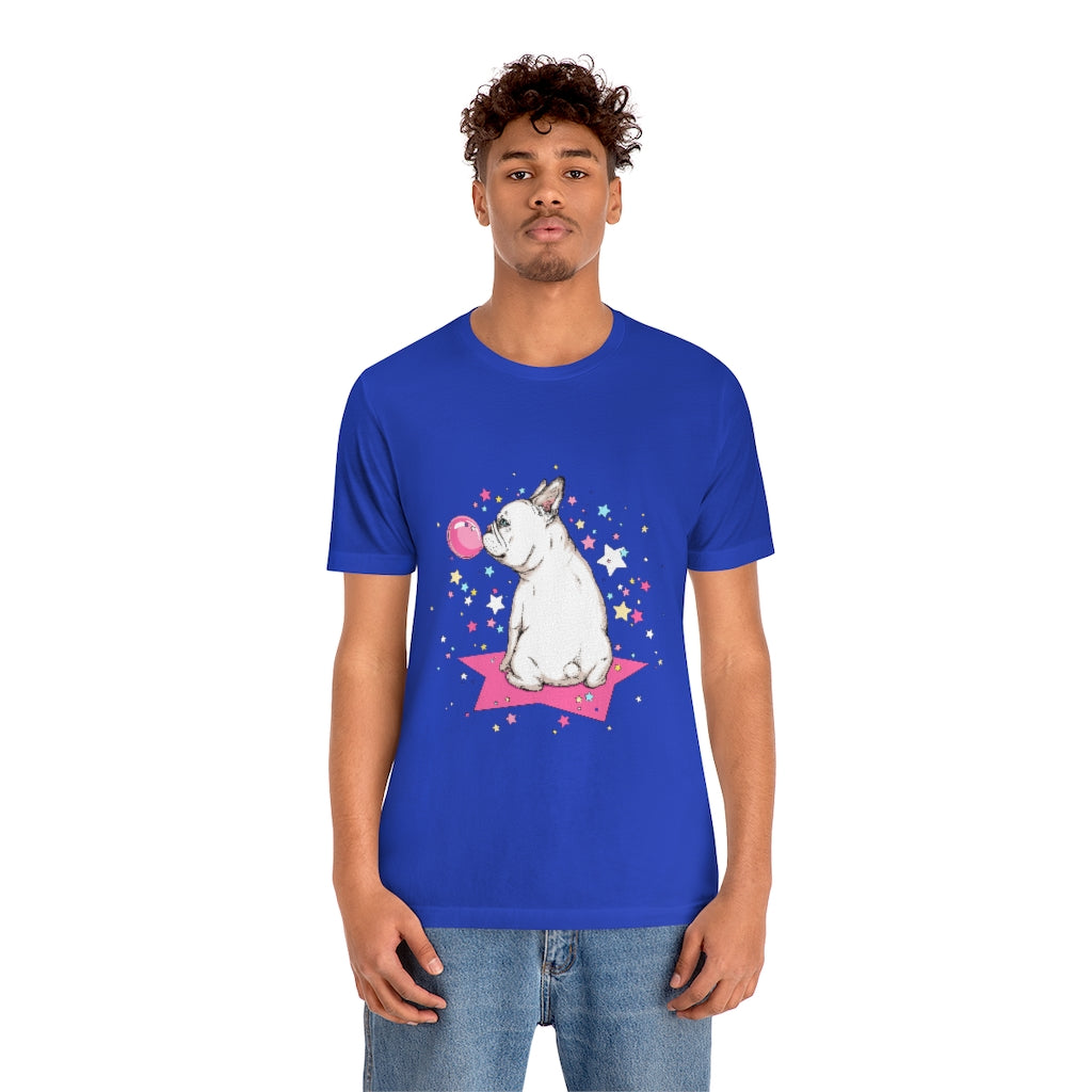 Unisex Jersey Short Sleeve Tee "French white bulldog & stars"